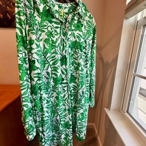 Lilly Pulitzer Green and White Floral Dress